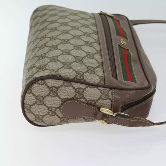 GUCCI GG Canvas Web Sherry Line Shoulder Bag PVC Beige Green Red - Picture 7 of 7